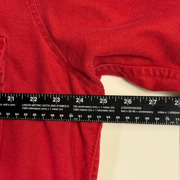 Cabelas Ducks Unlimited Red Denim Shirt Mens L Distressed Button Up Long Sleeve - Picture 9 of 14
